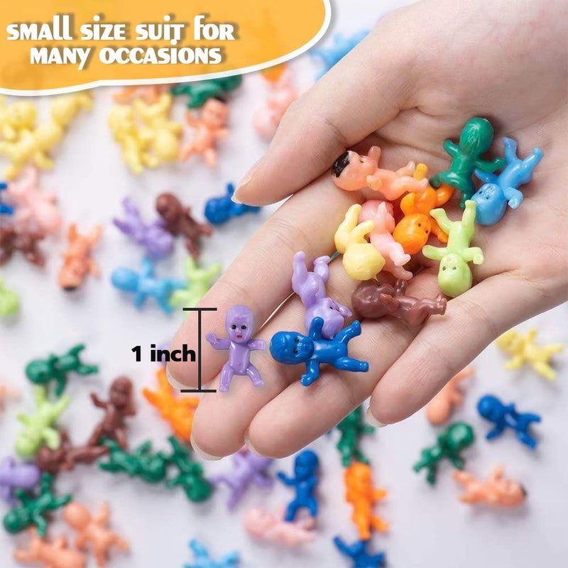 JUXINGDAZYF Mini Plastic Babies, 100 Pieces King Cake Baby Mini Plastic Babies Doll for Baby Shower Party Favors Ice Cube Game Party Decorations 10 Colors Plastic Dolls - Image 2